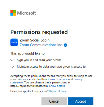 Consent screen for a verified publisher